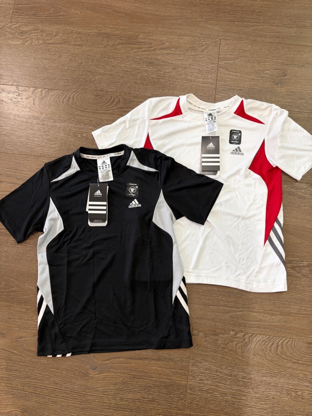 NWT adidas Black and White Athletic Short Sleeve Tees Youth small